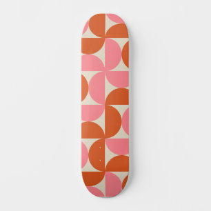 Skate Meio século Geométrico Rosa Laranja Meios Círculos