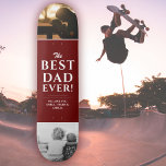 Skate Melhor Pai da Colagem Fotográfica do Dia 2 do Pai<br><div class="desc">O melhor Pai moderno, o skate de Colagem de Fotos do Dia 2 do Pai Vermelho, com nomes. A tipografia branca de tendência está sobre um fundo vermelho escuro. Adicione 2 fotos favoritas e seus nomes na doce mensagem. Este moderno skate personalizado é um presente perfeito para um pai ou...</div>