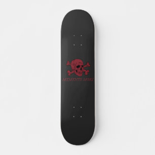 Skate Memento Mori Vermelho Carmesim Caveira e Ossos Cru