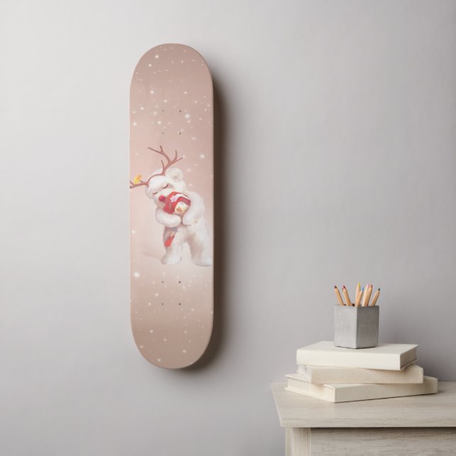 Skate Menina abraçando cachorro em Reindeer Antlers (Arte de parede)