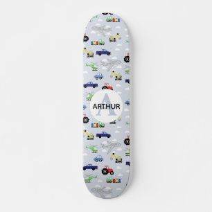 Skate Meninos Legal Blue Modern Transport Car Pattern Ki