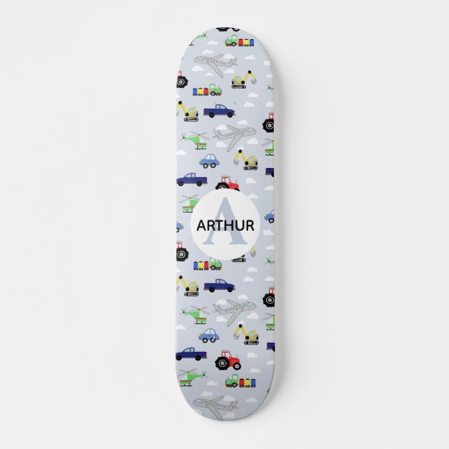 Skate Meninos Legal Blue Modern Transport Car Pattern Ki (Frente)
