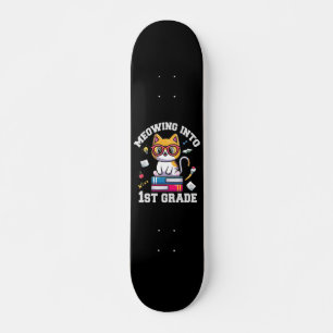 Skate Meowing into 1st Grade Funny Back to School Cat