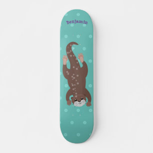 Skate Mergulho de lontra bonito na ilustração de desenho
