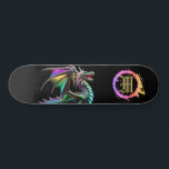 Skate *~* Metálico AP88 Dragão Teal Dourado Elemental<br><div class="desc">(Pesquise no código AP88 para localizar itens semelhantes ) Transferência fácil para outros produtos Zazzle. Element DRAGON (DRAGÃO de elemento) com ANEL de FIRE / FLAMES / FLAME e MONOGRAMA INICIAL para seu nome - Mantenha ou edite ou exclua o texto. Este famoso skate tradicional chinês estilo personalizado pro Element...</div>