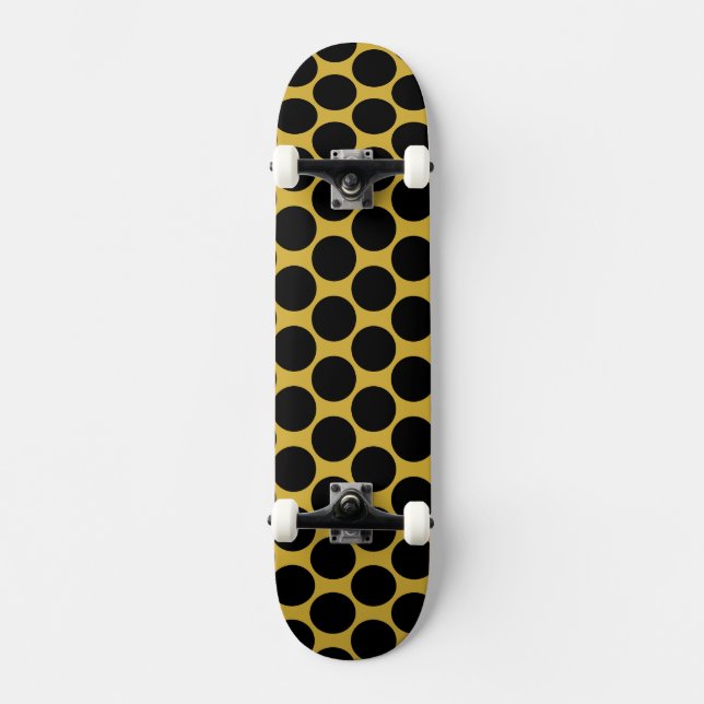 Skate Metálico Dourado com Estilo de Ponto Preto (Frente)