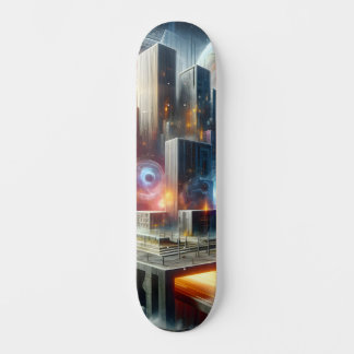 Skate Metrópole flutuante futurista com portais cósmicos