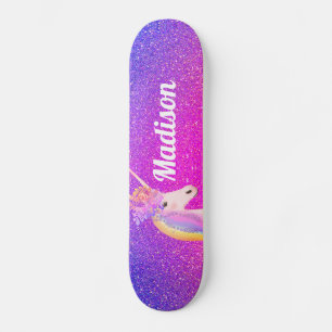 Skate Minigráficos de Brilho Roxo Unicórnio Rosa Perso