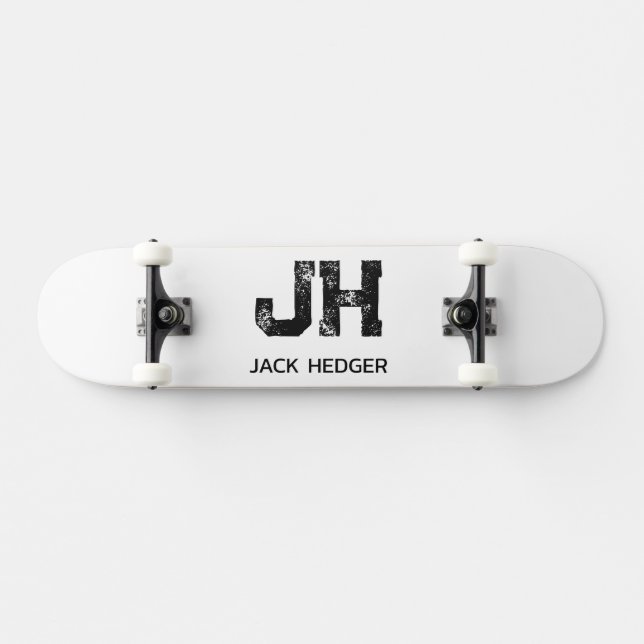 SKATE MINIMALIST BLACK TWO LETTER MONOGRAM NAME WHITE (Horz)