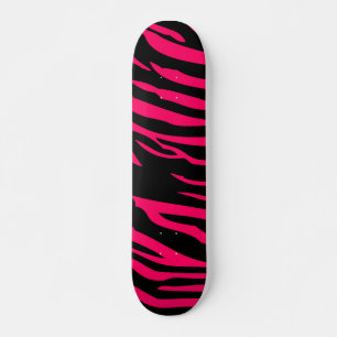 Skate Miniskaboard de Impressão em Zebra Negra Rosa Quen