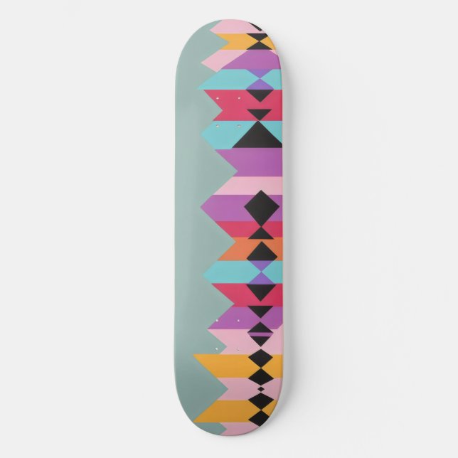 Skate Mistura de padrões geométricos retrô (Frente)