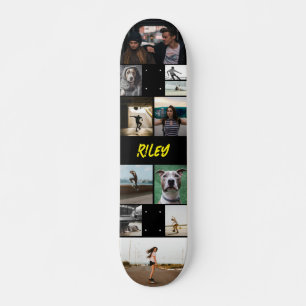 Skate Modelo de Colagem de Fotos Preta de Adicionar Nome
