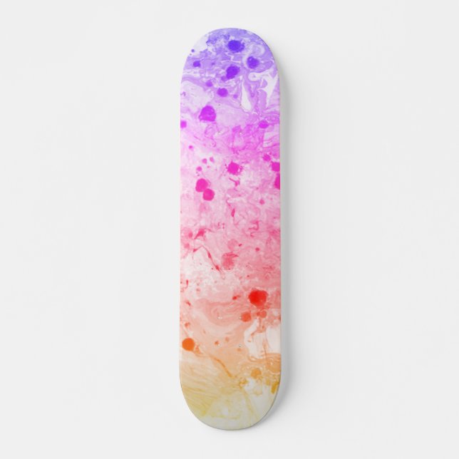 Skate Modelo Tendência Tinta-Rosa Azul Roxo Verde (Frente)