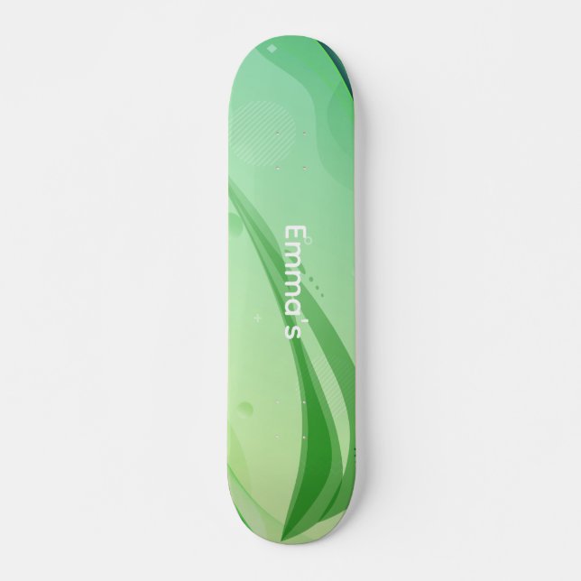 Skate Modern Abstract Green Fluid Waves & Geometric Grap (Frente)
