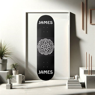 Skate Modern Typography Black and White Celtic Art Funky