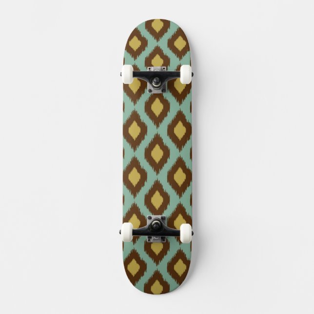 Skate Moderno amarelo azul do ikat tribal moderno (Frente)