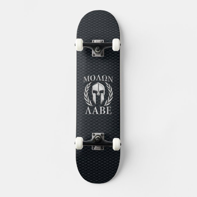 Skate Molon Labe Chrome Como Capacete Espartano em Grill (Frente)