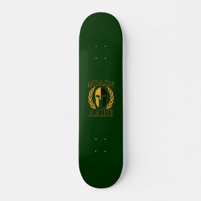 Skate Molon Labe Spartan Laurels Forest Decor Verde (Frente)