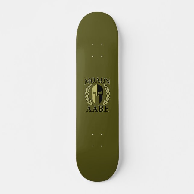 Skate Molon Labe Spartan Mask Laurels Olive Green (Frente)