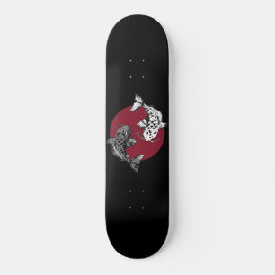 Skate Monocromo Koi Carps no Círculo Vermelho
