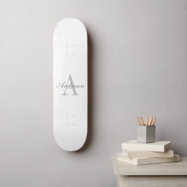 Skate Monograma branco e Cinza elegante (Arte de parede)