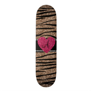 Skate Monograma castanho-relva zebra listra coração ro