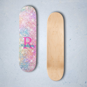 Skate Monograma cintilante branco iridescente, cor-de-ro