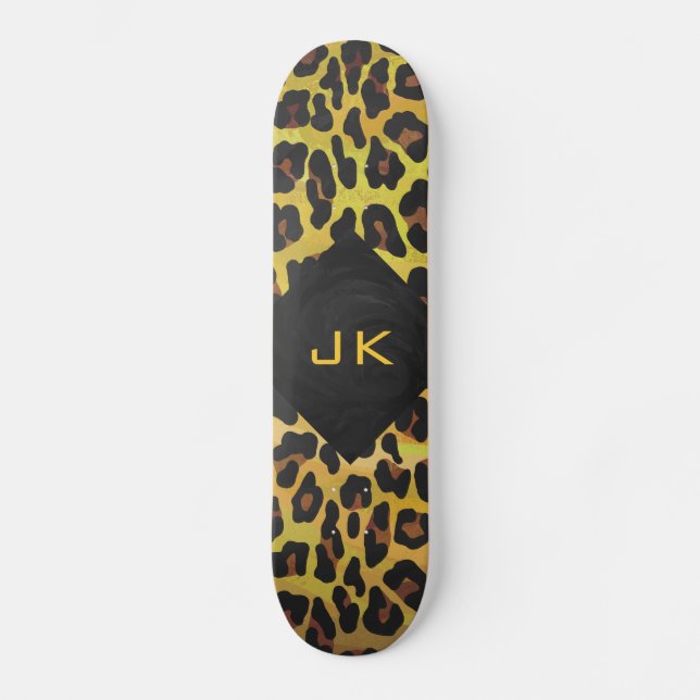 Skate Monograma com Leopardo Castanho e Amarelo (Frente)