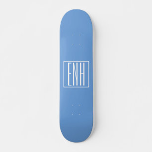 Skate Monograma de 3 Iniciais Moderno e Ousado Azul Su