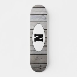 Skate Monograma de Grão de Madeira Grunge Angustiado