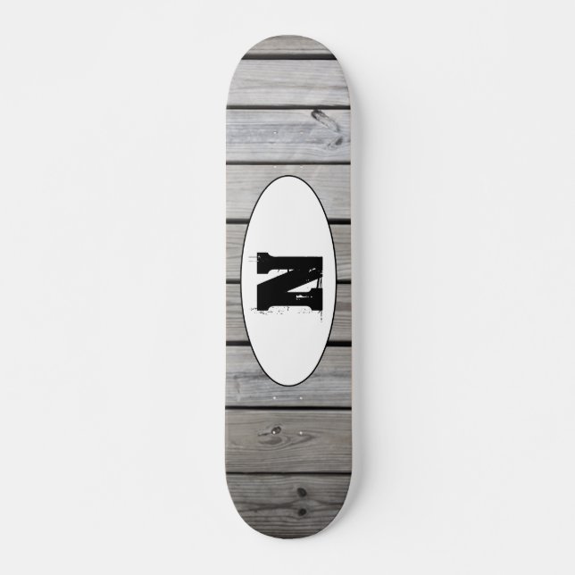 Skate Monograma de Grão de Madeira Grunge Angustiado (Frente)