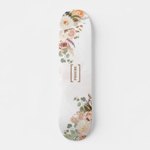 Skate Monograma de Nome Floral Rústico em Flor Personali