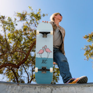 Skate Monograma - Dois Flamingos Rosa na Cota da Água
