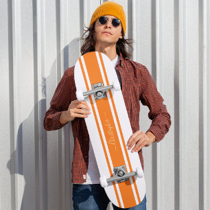 Skate Monograma Dourado de faixas brancas de laranja cl