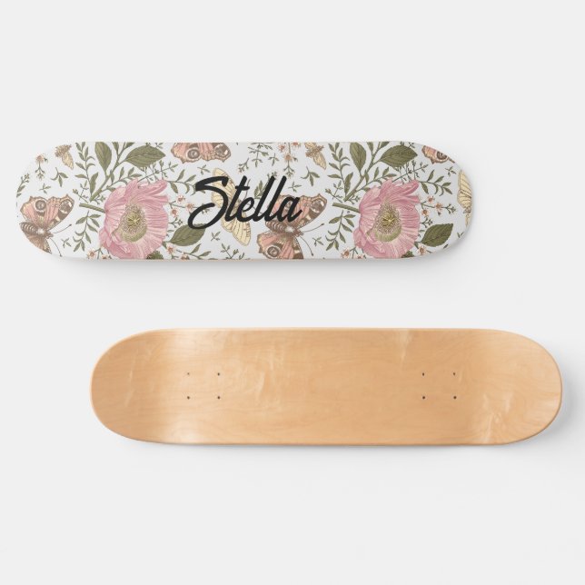 Skate Monograma Floral Botânico de Flores Silvestres Mod (Horz)