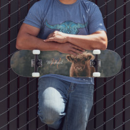 Skate Monograma inicial de erva de outono de vitelo de p