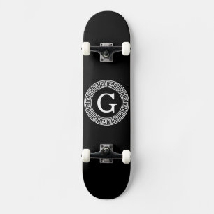 Skate Monograma Inicial do Quadro-Chave Grego Branco Pre