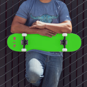 Skate Monograma Inicial Personalizado Rosa Retro Neon Ve