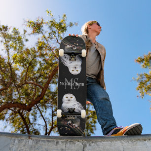 Skate Monograma majestoso de coruja de neve de inverno c