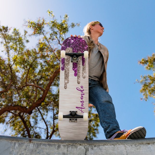 Skate Monograma moderno e cor-de-rosa brilhante (Ao ar livre 1)