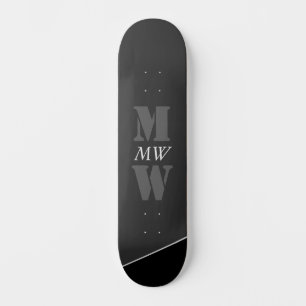Skate Monograma Negro de Cinzas Artísticas Modernas