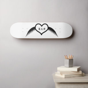 Skate Monograma Personalizado De Coração Alado Com Casam