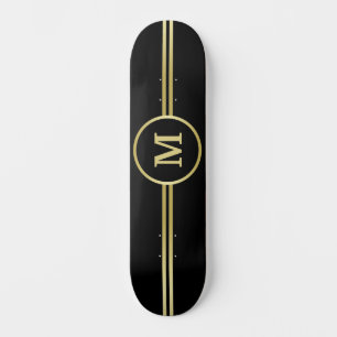 Skate Monograma personalizado de ouro elegante a preto