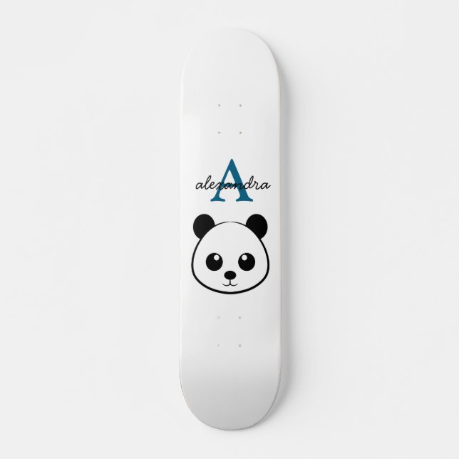 Skate Monograma Personalizado de Urso Panda Bonito com F (Frente)