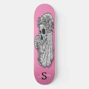 skate Monograma Pink Wedding Skull