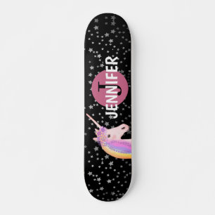 Skate Monograma Preto do Rainbow Unicorn, Rosa Personali