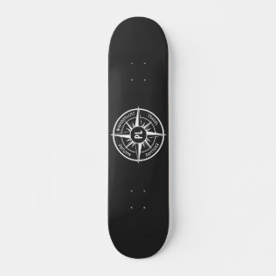 Skate Monograma preto e branco do emblema da estrela da