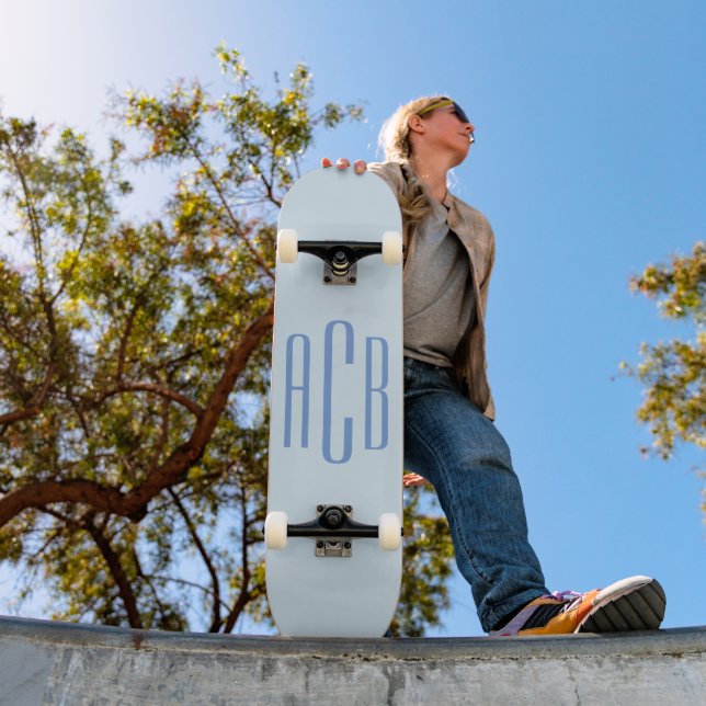 Skate Monograma Simples de Três Letras Azul (Ao ar livre 1)