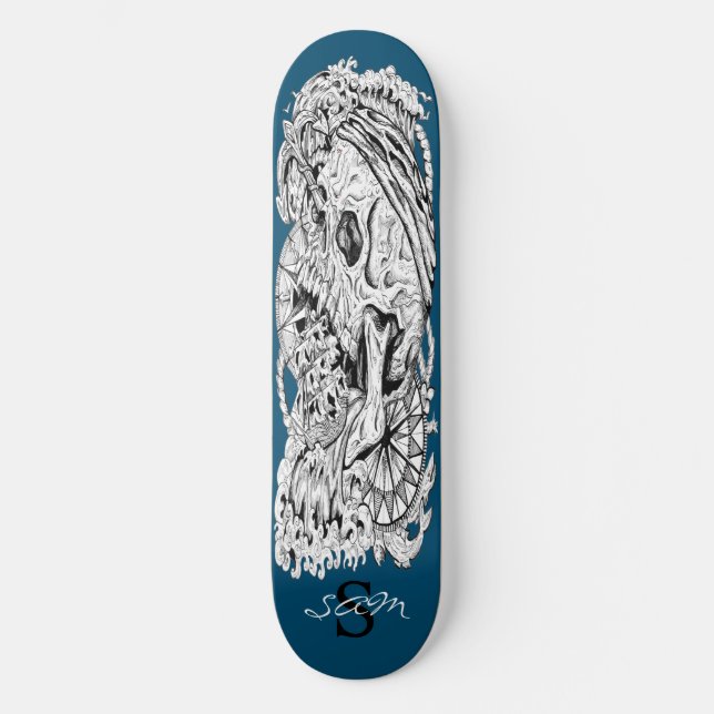 skate Monograma Skeleton Blue Anchor (Frente)