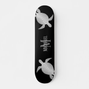 Skate Monograma Tribal Black Background em Tartaruga Pra